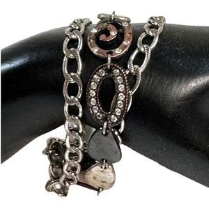 Brighton MELANGE Mixed Metals Silver Gun Metal Antique Copper Bracelet Triple St